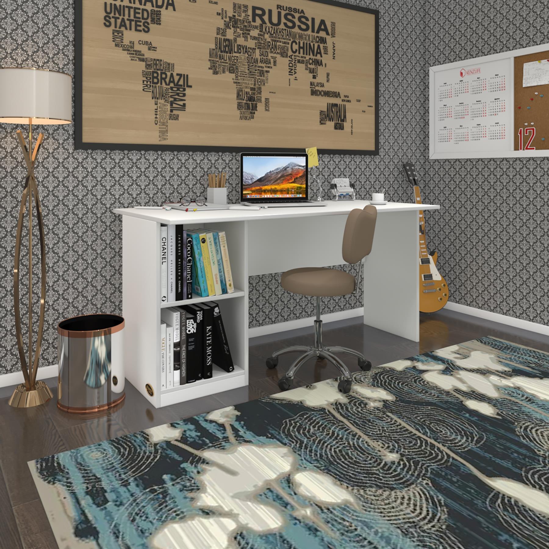 Kenzlife ofis masası kamikaze byz sol 75*160*60 raflı dolap şeritli bilgisayar çalışma masası