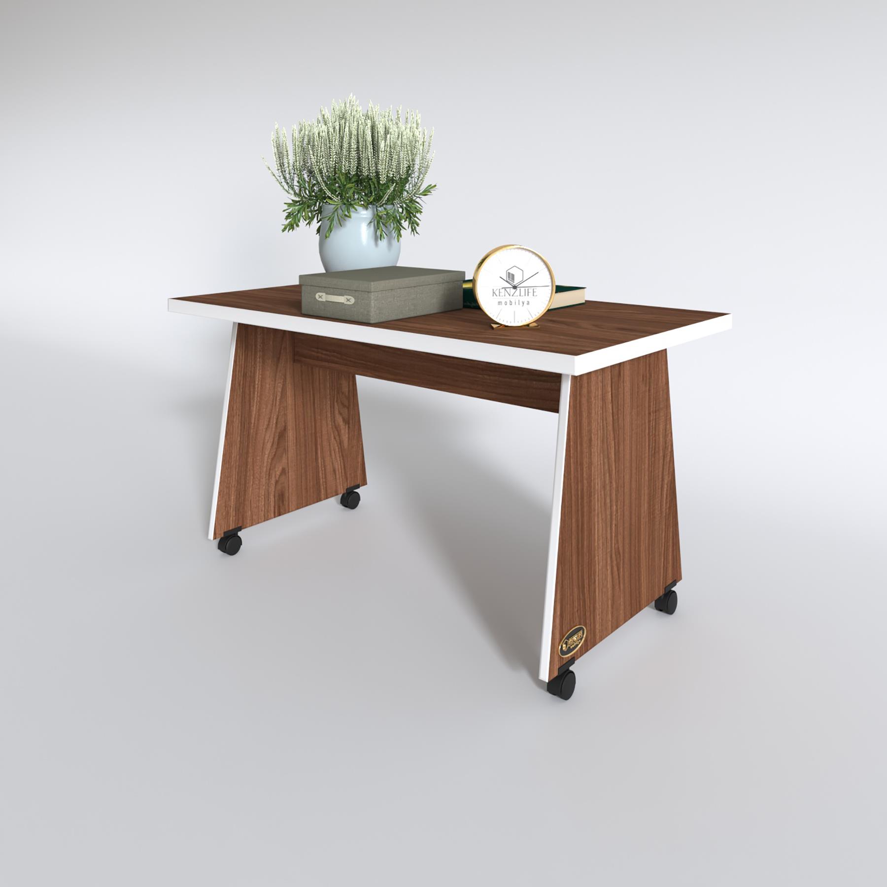 Kenzlife orta salon sehpası masası roma 045*110*60 cvz tekerlekli yemek sofra bilgisayar