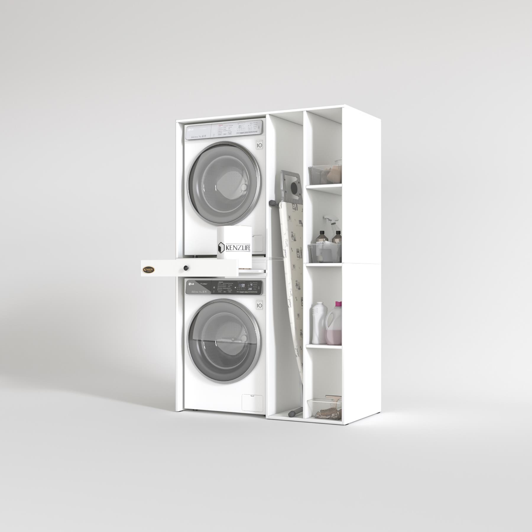 Kenzlife çamaşır-kurutma makinesi dolabı gutas sağ byz 187*120*60 çekmeceli banyo
