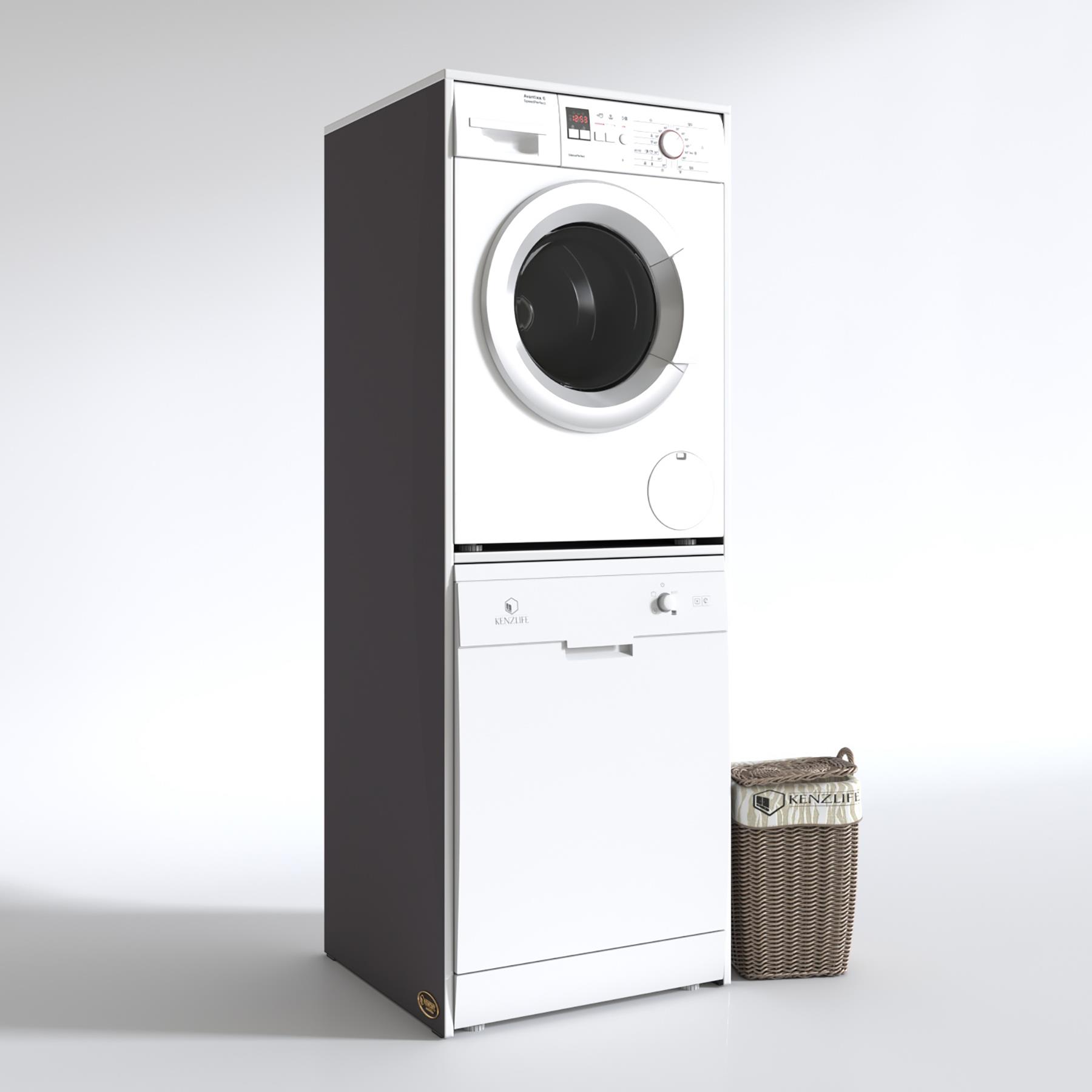 Kenzlife çamaşır-bulaşık makinesi dolabı katinka gri 180*70*60 banyo çift katlı kapaksız arkalıksız