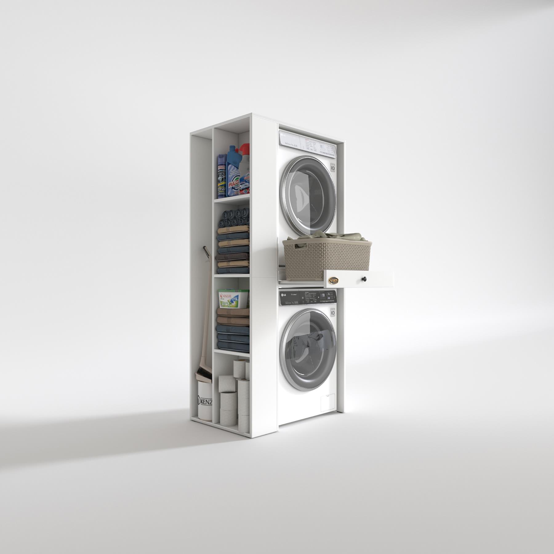 Kenzlife çamaşır-kurutma makinesi dolabı baccemdf sol byz 187*090*60 çekmeceli % 100 FULL MDF
