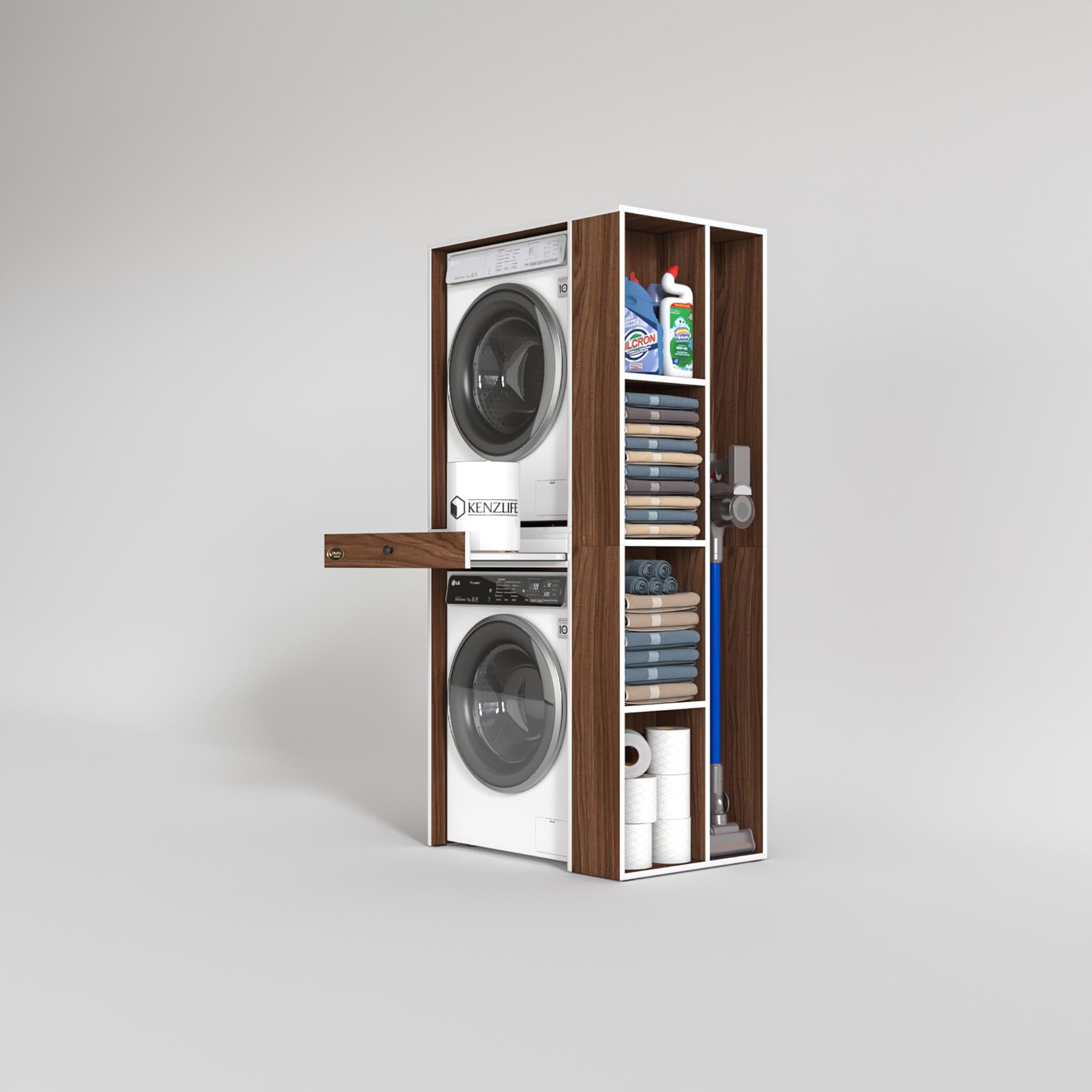 Kenzlife çamaşır-kurutma makinesi dolabı bacce sağ cvz 187*090*60 çekmeceli banyo