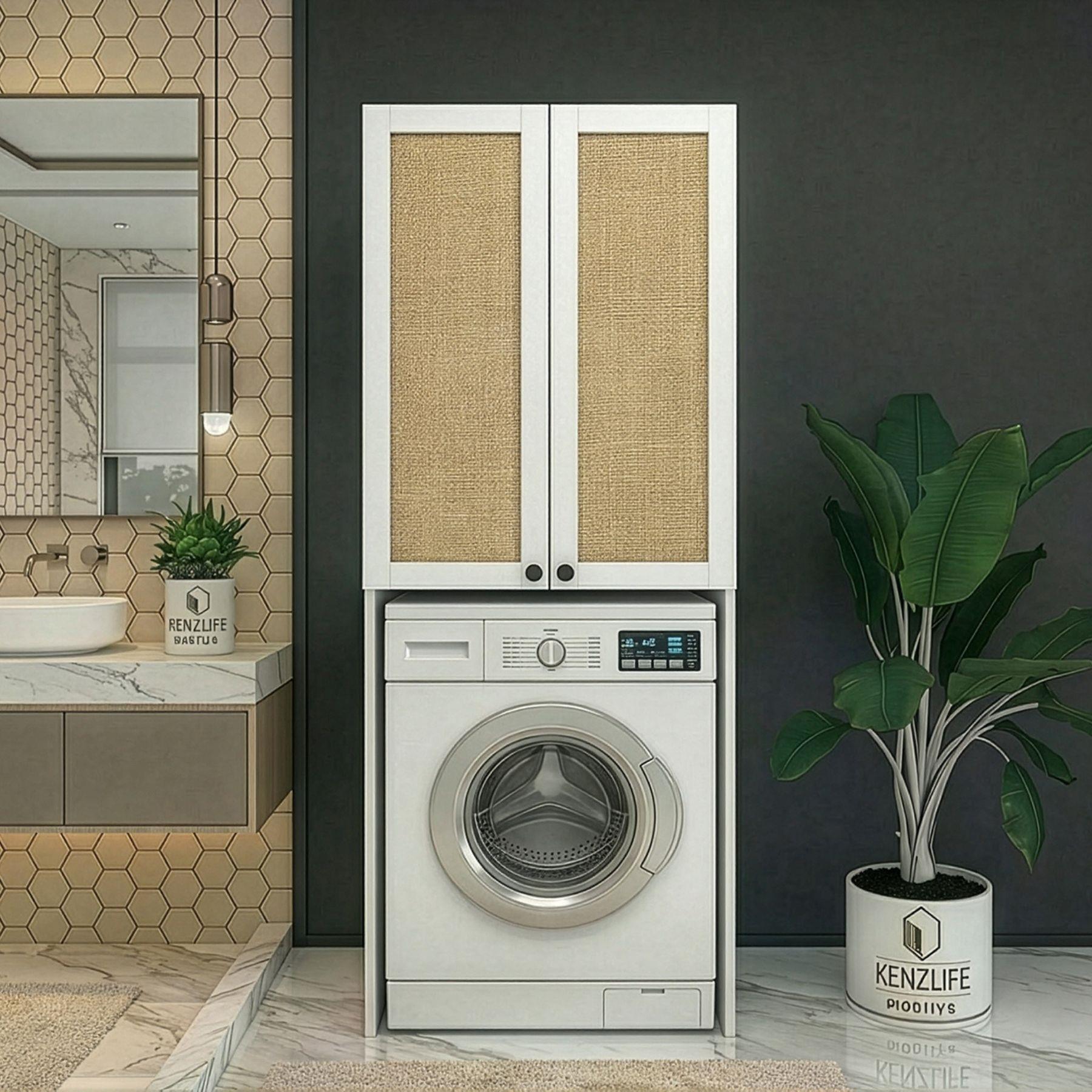 Kenzlife çamaşır-kurutma-bulaşık makinesi dolabı mahidevran mat beyaz 180*70*60 jut kare MDF gövde