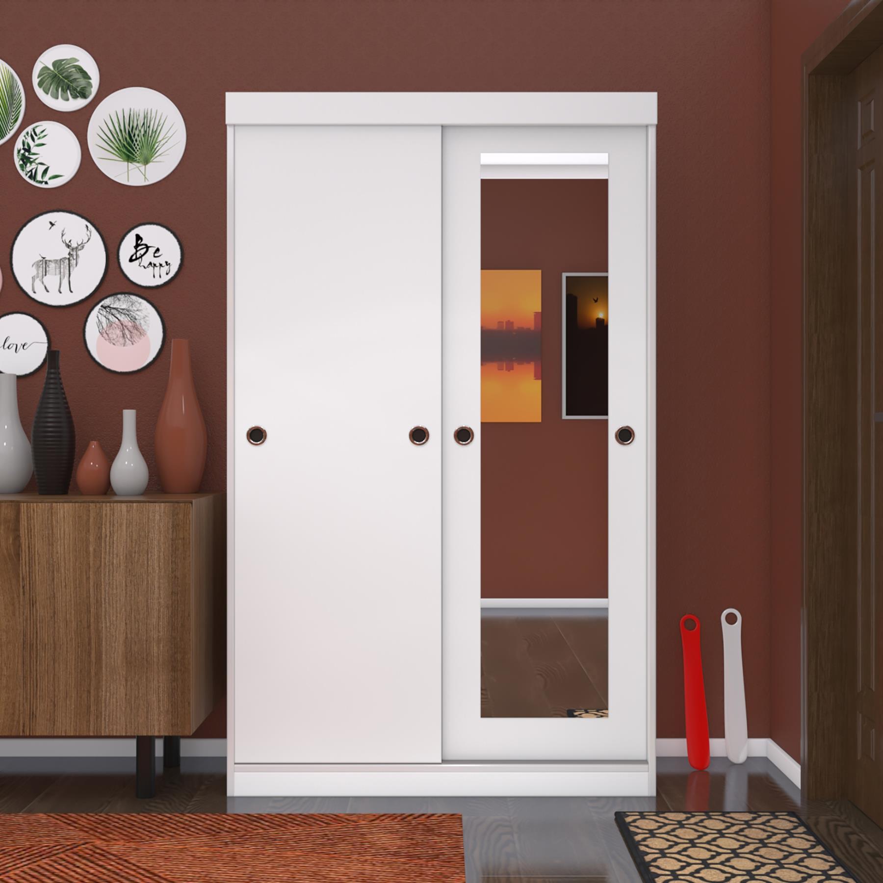 Kenzlife ayakkabılık vakkas aynalı mat beyaz 180*110*40 suntalam 40 çift ayakkabı kapasitesi