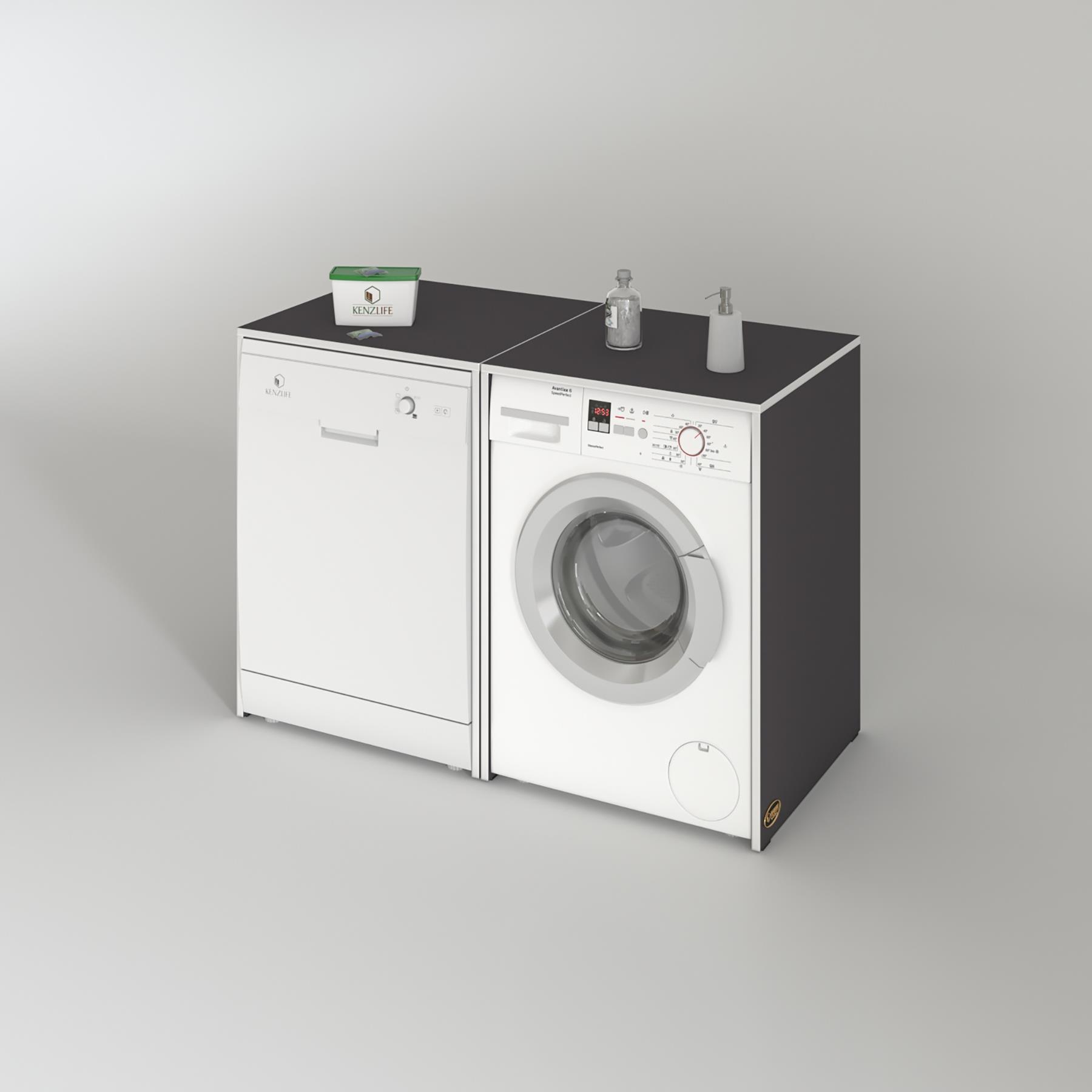Kenzlife çamaşır&kurutma&bulaşık makinesi dolabı naumkare gri 90*140*60 kapaksız arkalıksız