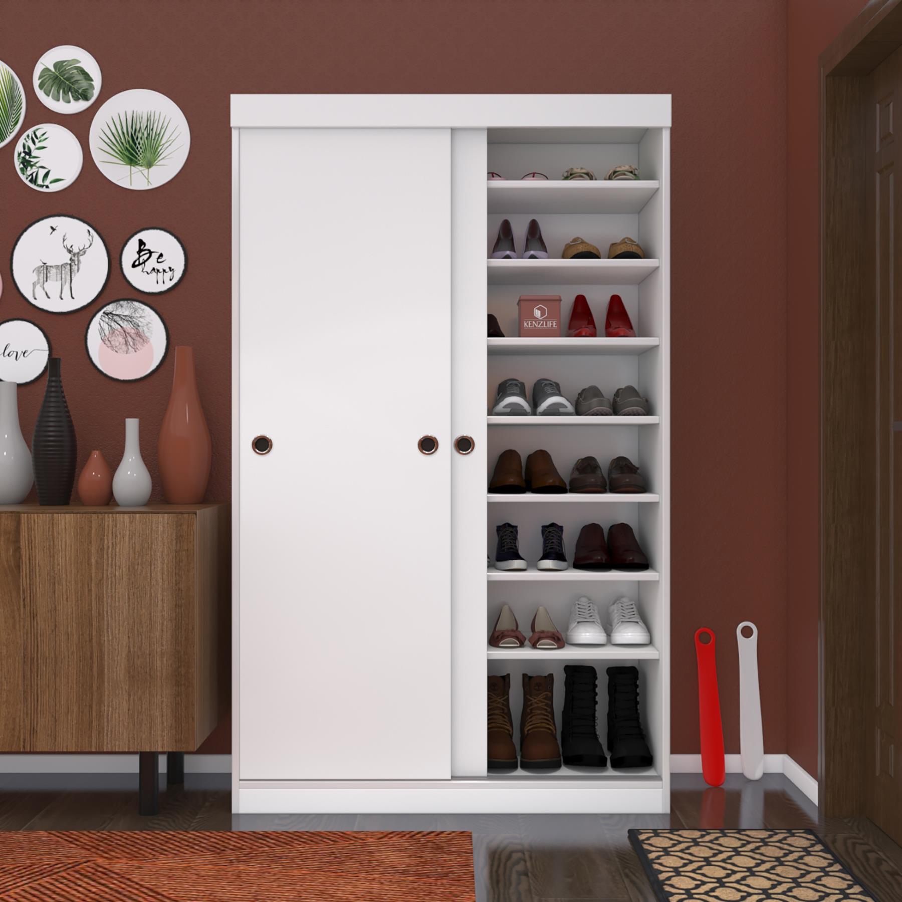 Kenzlife ayakkabılık vakkas mat beyaz 180*110*40 suntalam 40 çift ayakkabı kapasitesi