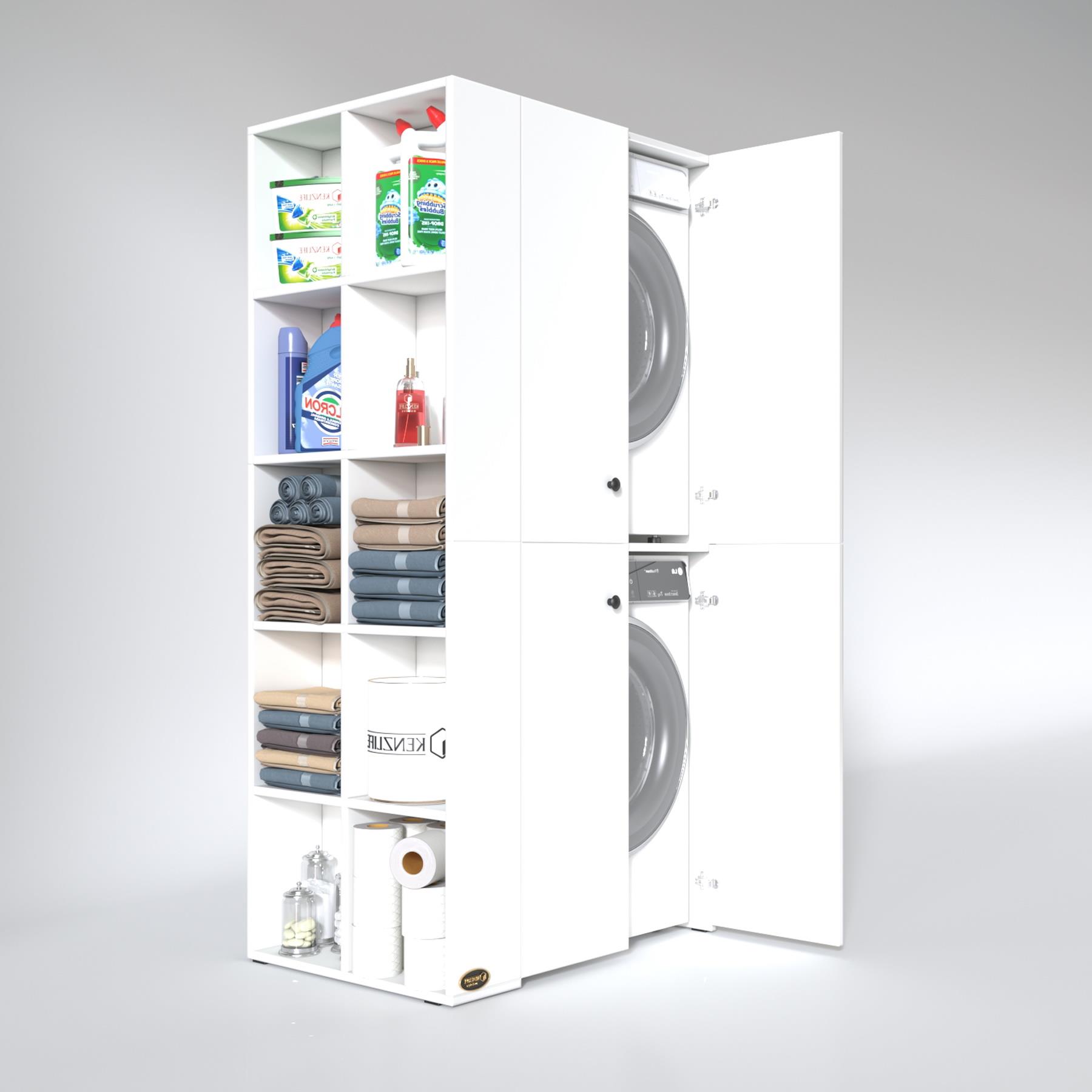 Kenzlife çamaşır-kurutma makinesi dolabı kapaklı fedyenkamdf sol byz 180*090*60 % 100 mdf full mdf banyo arkalıksız