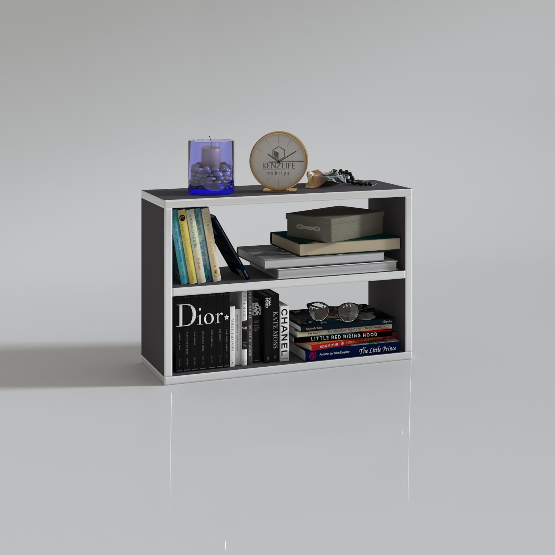 Kenzlife kitaplık nihan 040*060*20 gri duvar rafı