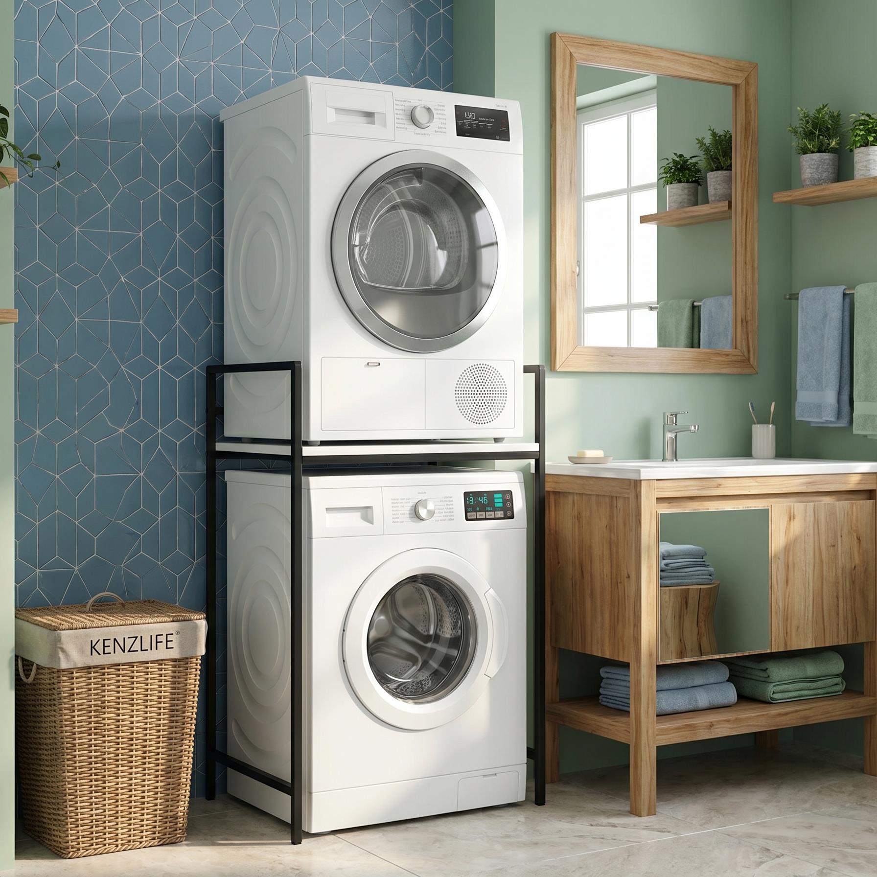 Kenzlife çamaşır kurutma makinesi dolabı kinyas byzsyh 115*070*60 mat suntalam metal siyah boya