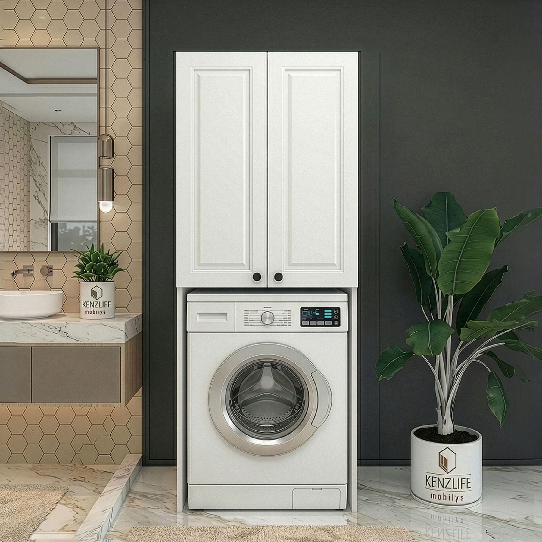 Kenzlife membran çamaşır-kurutma-bulaşık makinesi dolabı mahidevran byzbyz çerçeve 180*70*60 mebran kapak MDF gövde