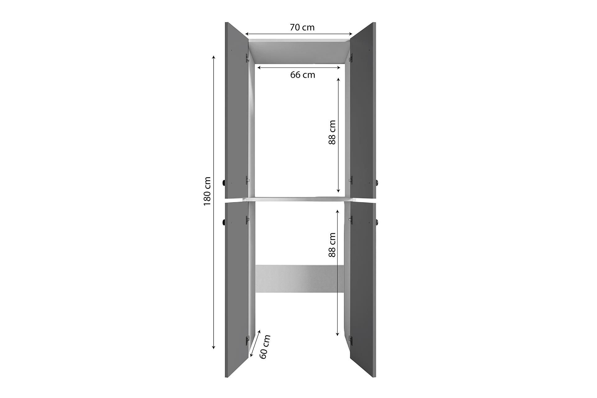 Kenzlife membran çamaşır-kurutma makinesi dolabı roksana gribyz çerçeve 180*70*60 mebran kapak suntalam gövde banyo çift katlı arkalıksız