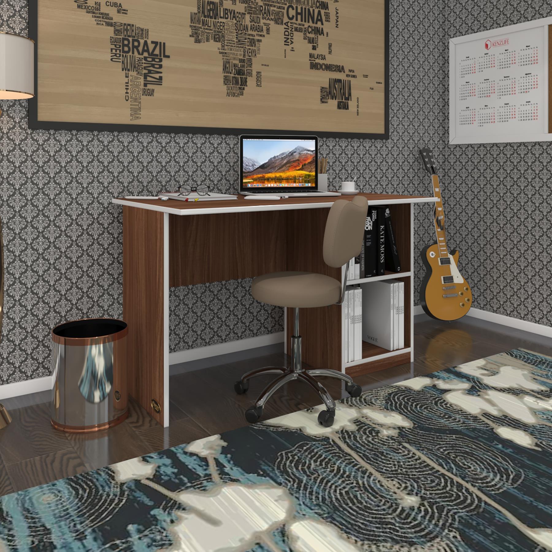 Kenzlife ofis masası kamikaze cvz sağ 75*150*80 raflı dolap şeritli bilgisayar çalışma masası